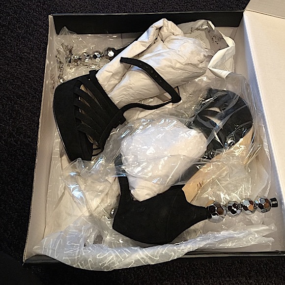 INC International Concepts Black Suede Platform  w/ Embellished "Disco" Heel - Picture 3 of 5